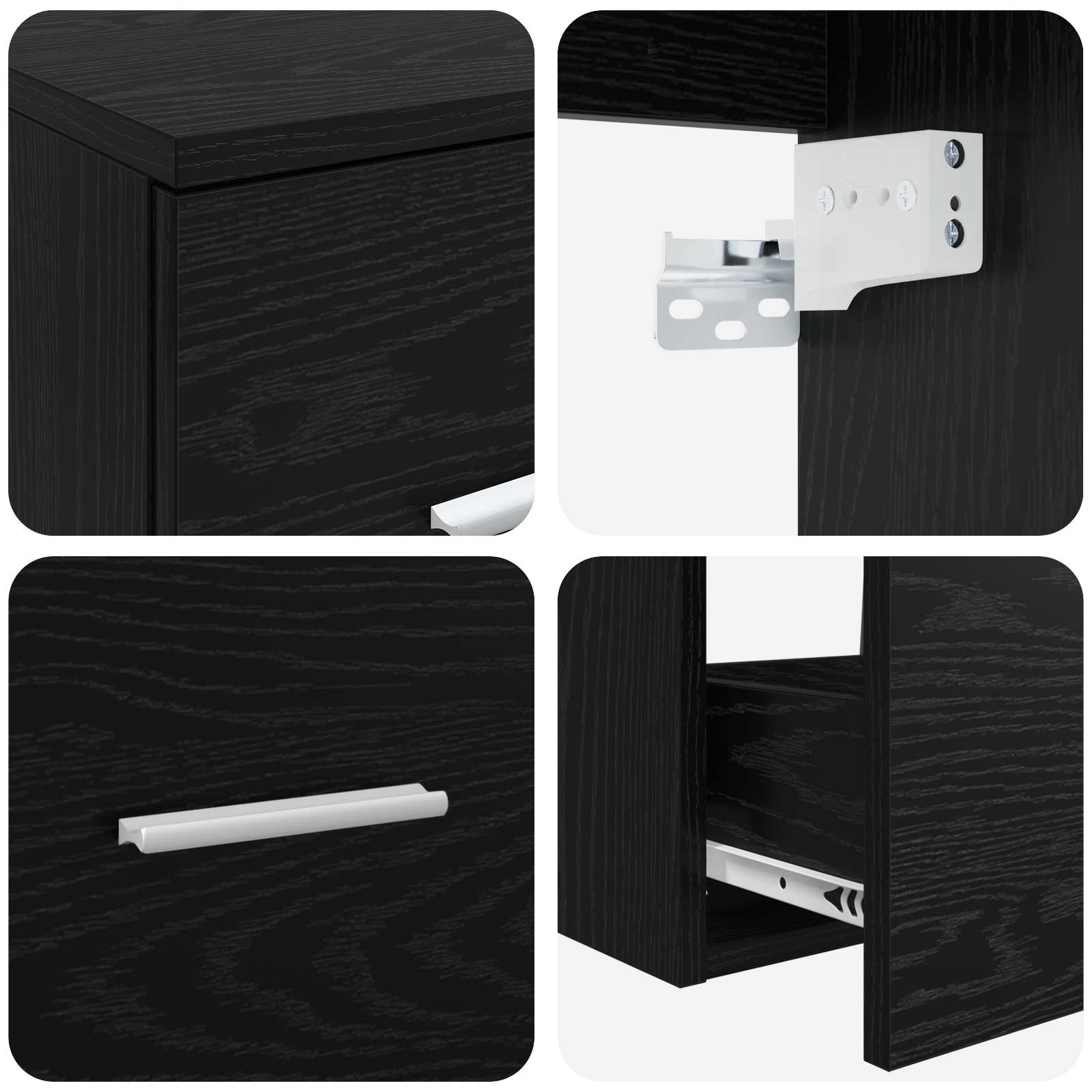 Badkamermeubelset 3 st Zwart 49,5 x 44,5 x 65 cm Bewerkt hout