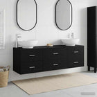 Badkamermeubelset 3 st Zwart 49,5 x 44,5 x 65 cm Bewerkt hout