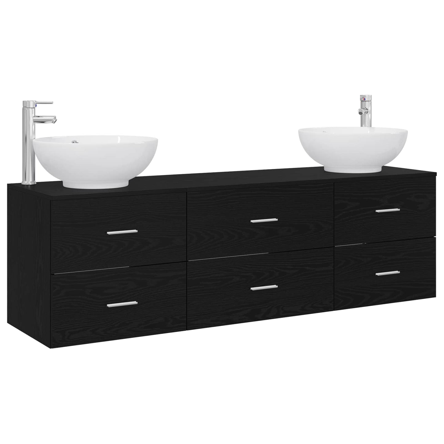 Badkamermeubelset 3 st Zwart 49,5 x 44,5 x 65 cm Bewerkt hout