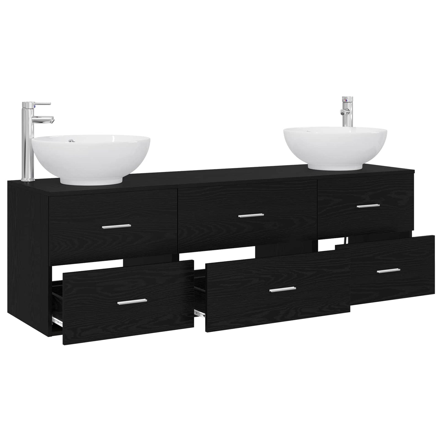 Badkamermeubelset 3 st Zwart 49,5 x 44,5 x 65 cm Bewerkt hout