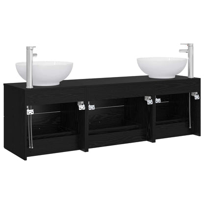 Badkamermeubelset 3 st Zwart 49,5 x 44,5 x 65 cm Bewerkt hout