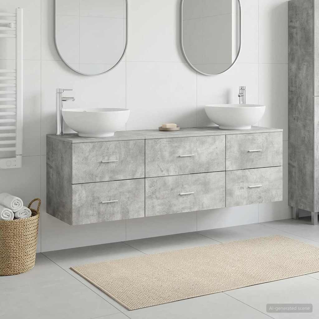 Badkamermeubelset 3 st Betongrijs 49,5 x 44,5 x 65 cm