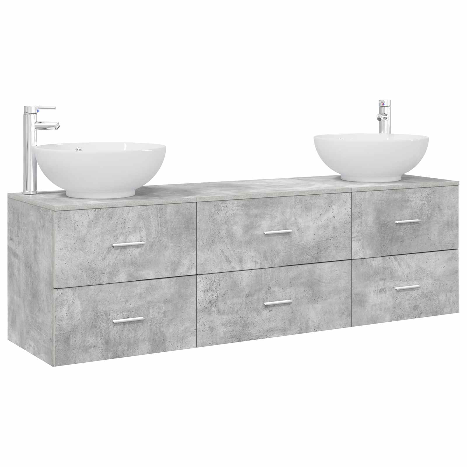 Badkamermeubelset 3 st Betongrijs 49,5 x 44,5 x 65 cm