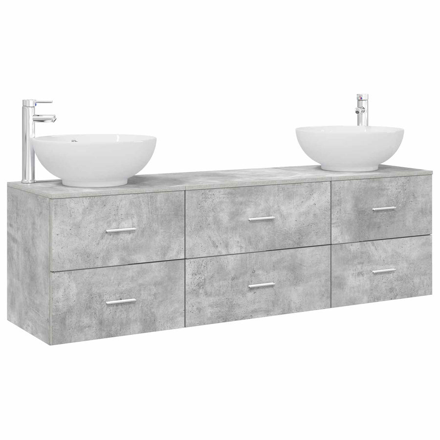 Badkamermeubelset 3 st Betongrijs 49,5 x 44,5 x 65 cm