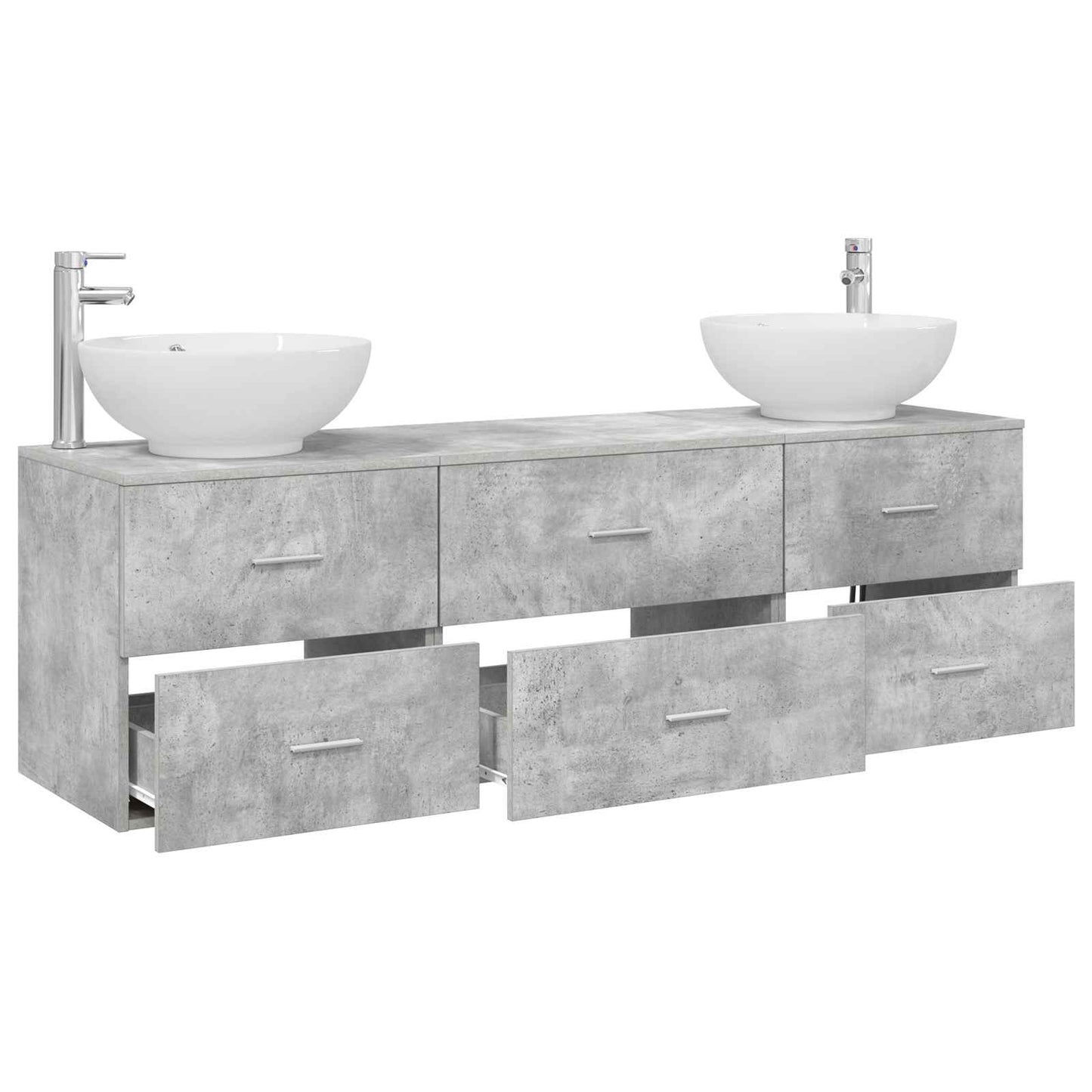 Badkamermeubelset 3 st Betongrijs 49,5 x 44,5 x 65 cm