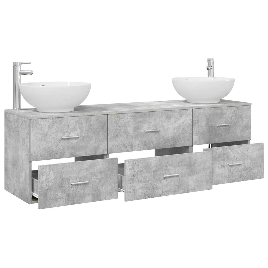 Badkamermeubelset 3 st Betongrijs 49,5 x 44,5 x 65 cm