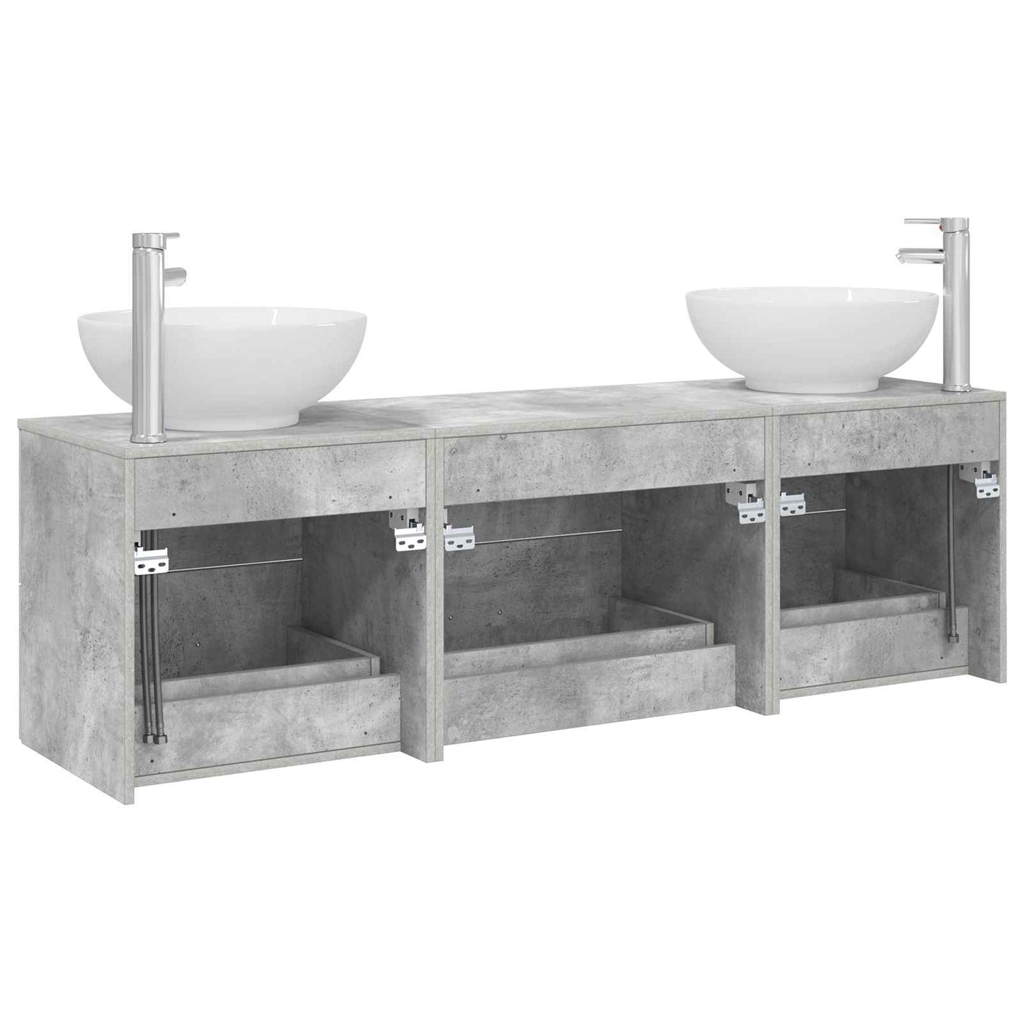 Badkamermeubelset 3 st Betongrijs 49,5 x 44,5 x 65 cm