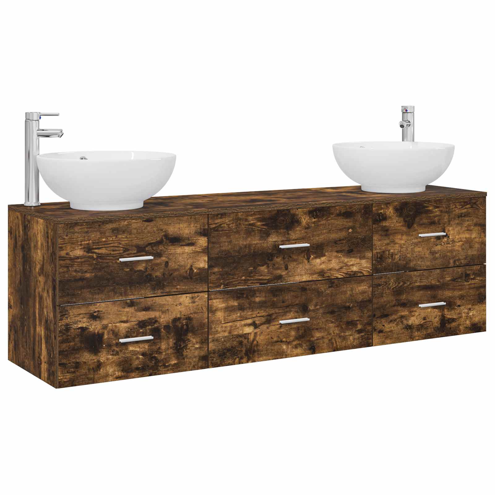 Badkamermeubelset 3 st Gerookt eiken 49,5 x 44,5 x 65 cm