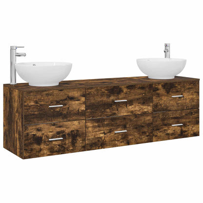 Badkamermeubelset 3 st Gerookt eiken 49,5 x 44,5 x 65 cm