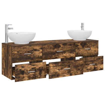 Badkamermeubelset 3 st Gerookt eiken 49,5 x 44,5 x 65 cm