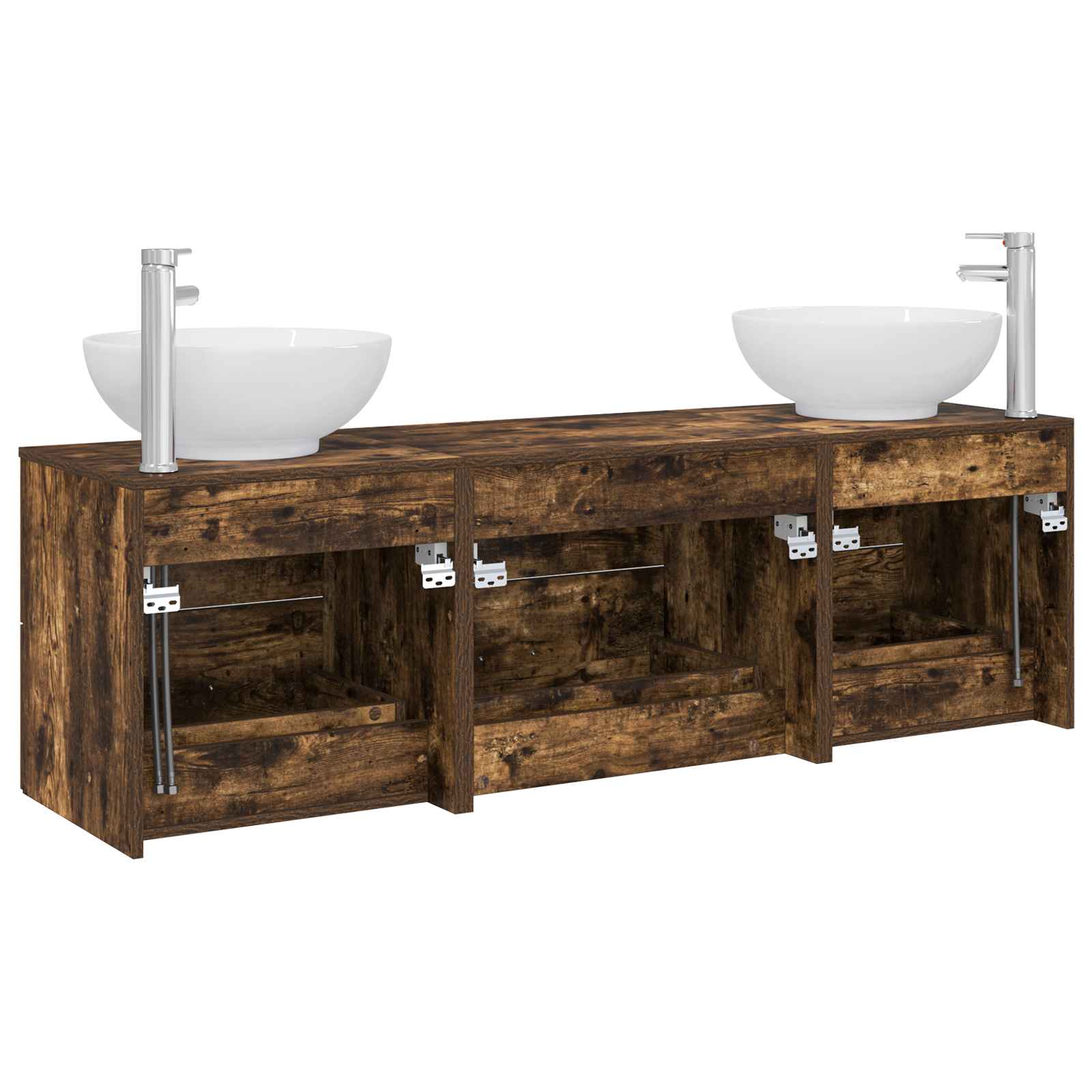 Badkamermeubelset 3 st Gerookt eiken 49,5 x 44,5 x 65 cm