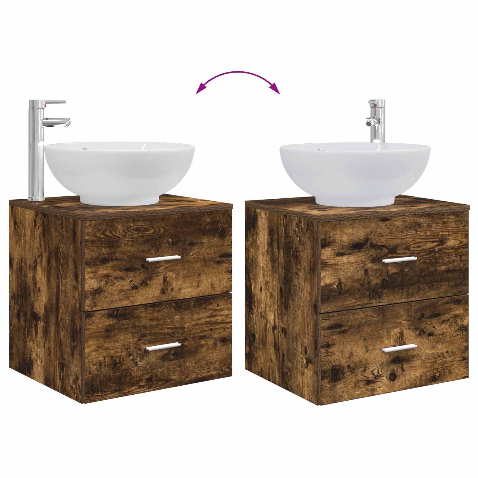 Badkamermeubelset 3 st Gerookt eiken 49,5 x 44,5 x 65 cm