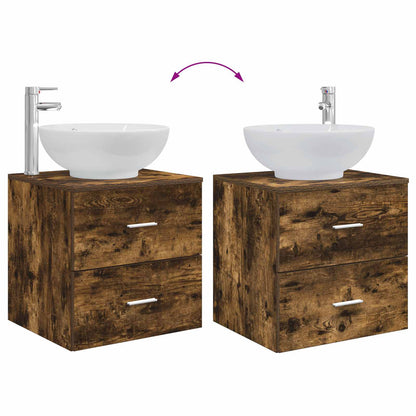 Badkamermeubelset 3 st Gerookt eiken 49,5 x 44,5 x 65 cm