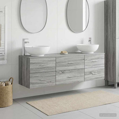 Badkamermeubelset 3 st Grijs Sonoma 49,5 x 44,5 x 65 cm