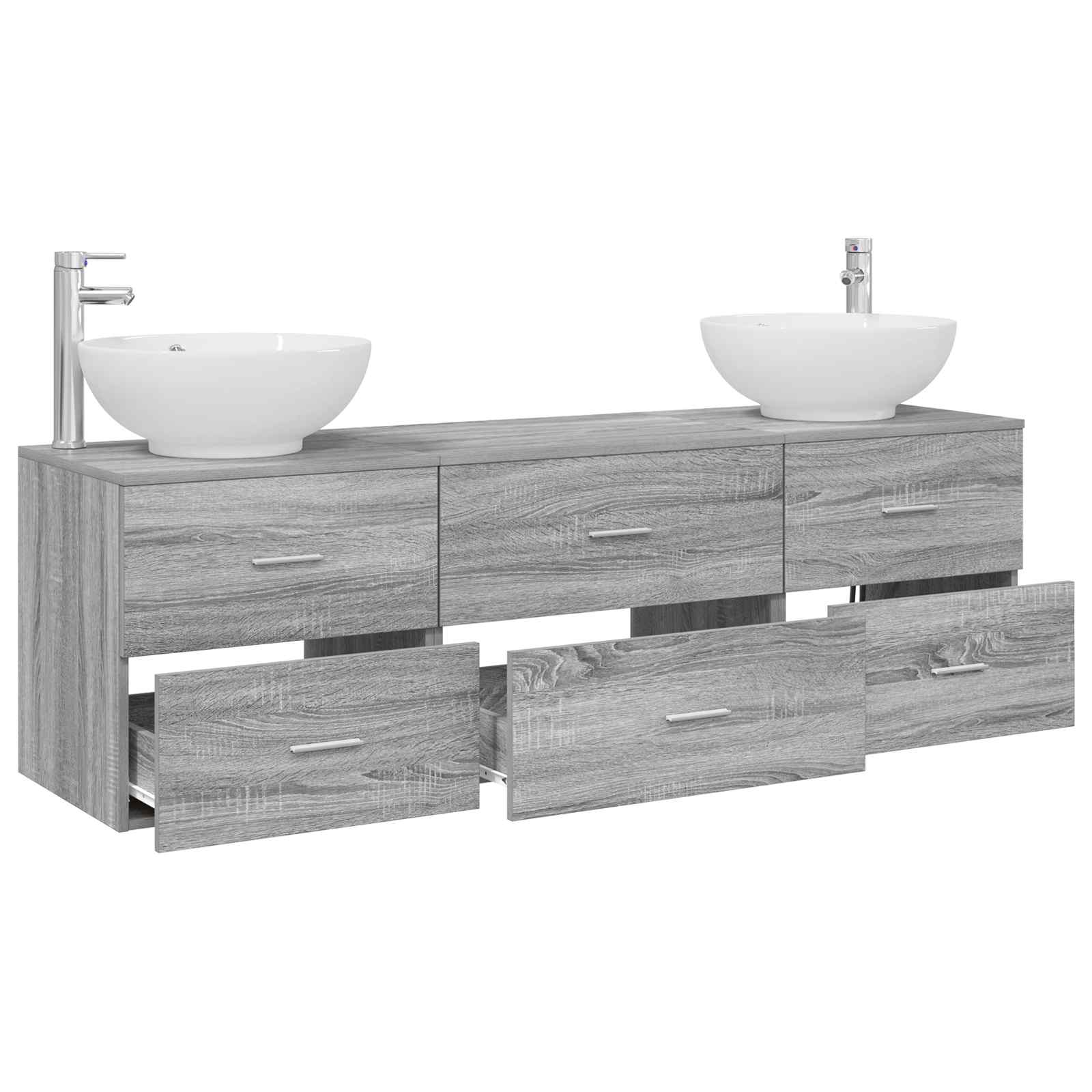 Badkamermeubelset 3 st Grijs Sonoma 49,5 x 44,5 x 65 cm