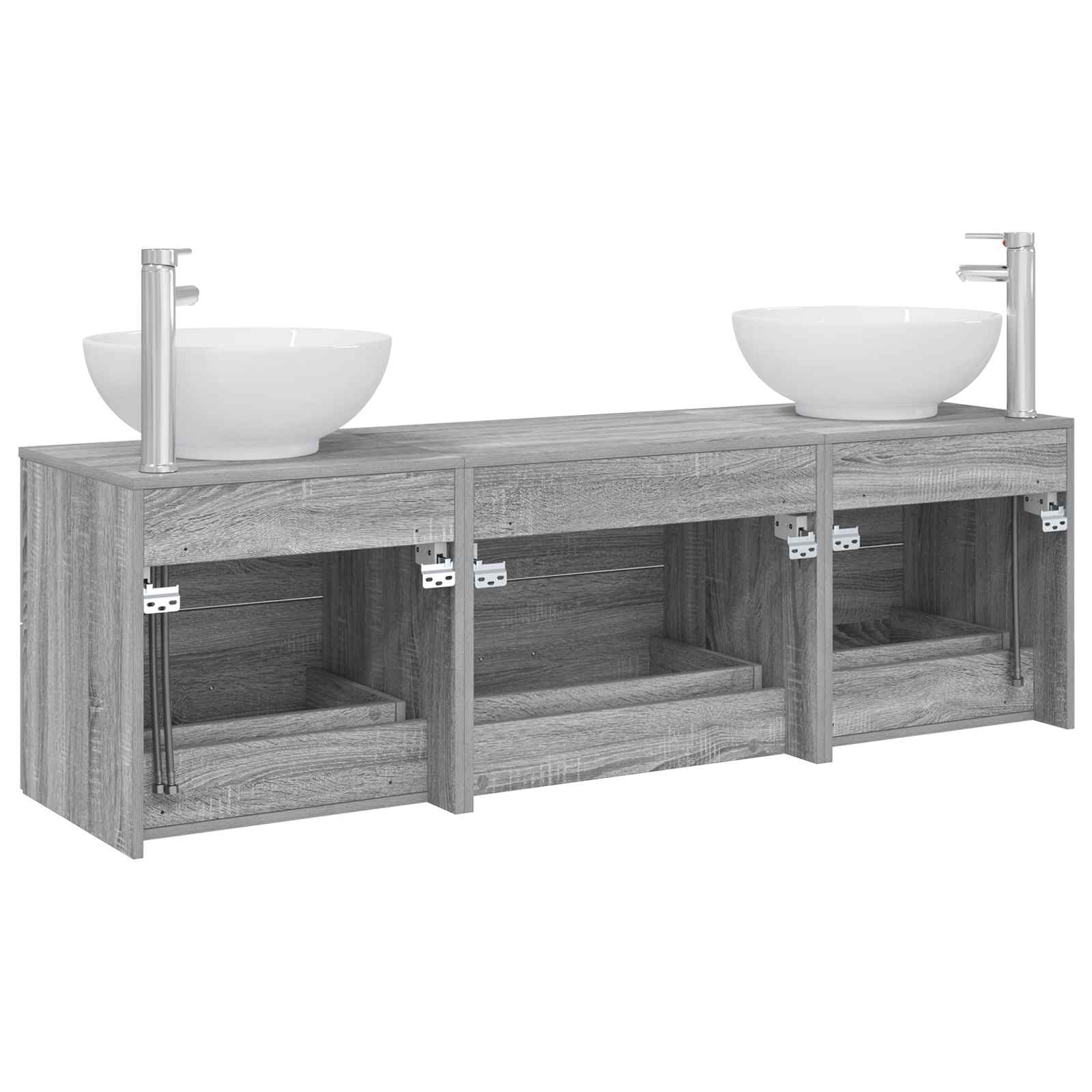 Badkamermeubelset 3 st Grijs Sonoma 49,5 x 44,5 x 65 cm