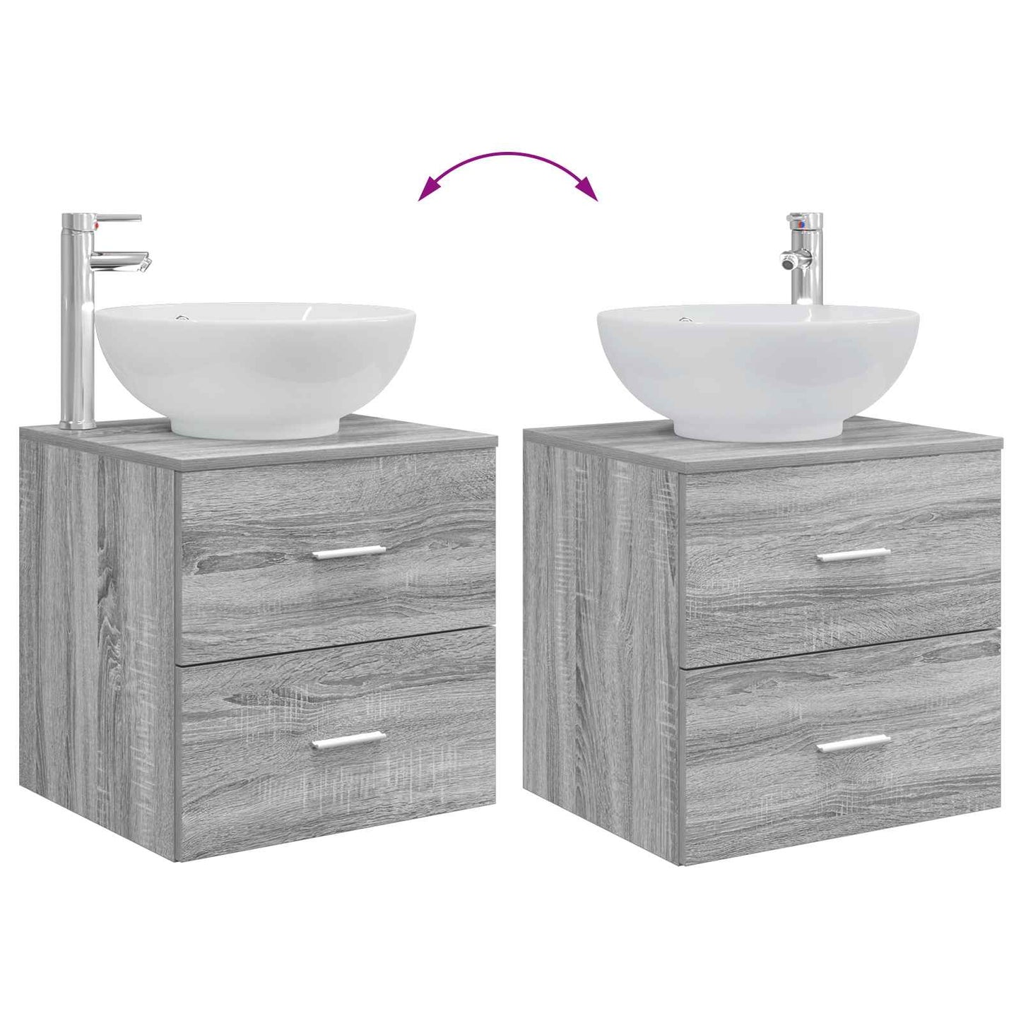 Badkamermeubelset 3 st Grijs Sonoma 49,5 x 44,5 x 65 cm