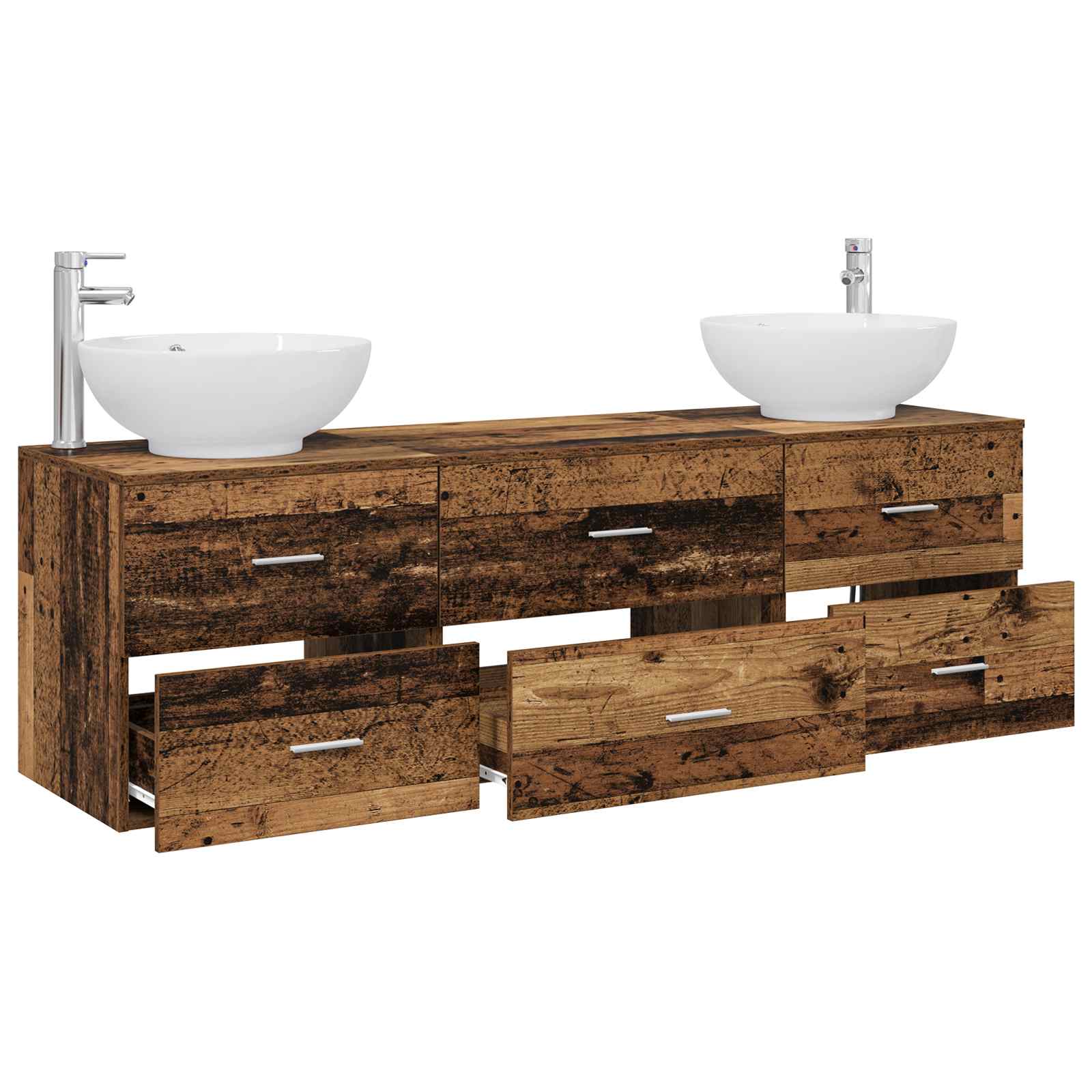 Badkamermeubelset 3 st Oud hout 49,5 x 44,5 x 65 cm