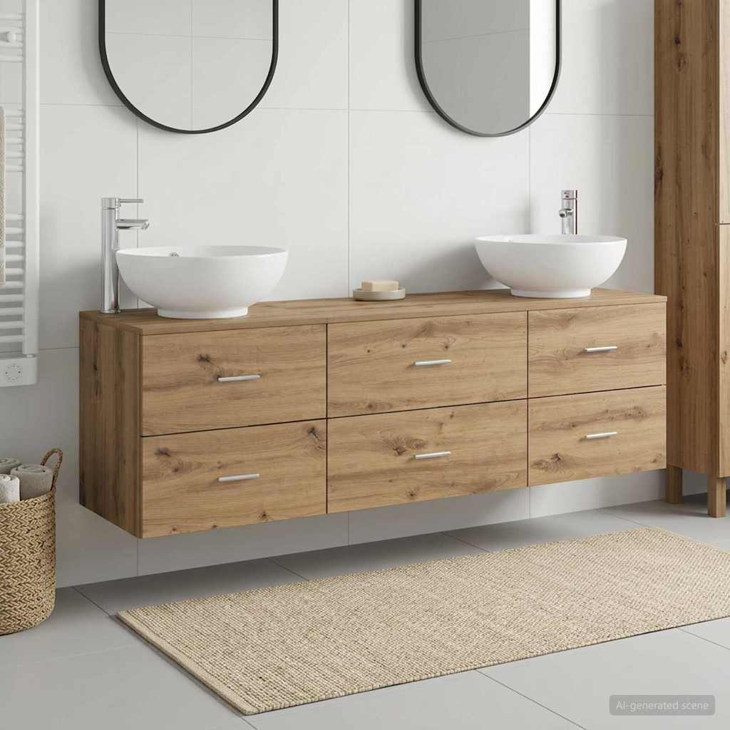 Badkamermeubelset 3 st Artisanaal eiken 49,5 x 44,5 x 65 cm