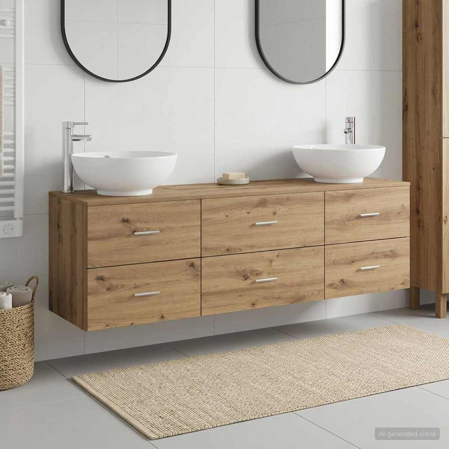 Badkamermeubelset 3 st Artisanaal eiken 49,5 x 44,5 x 65 cm