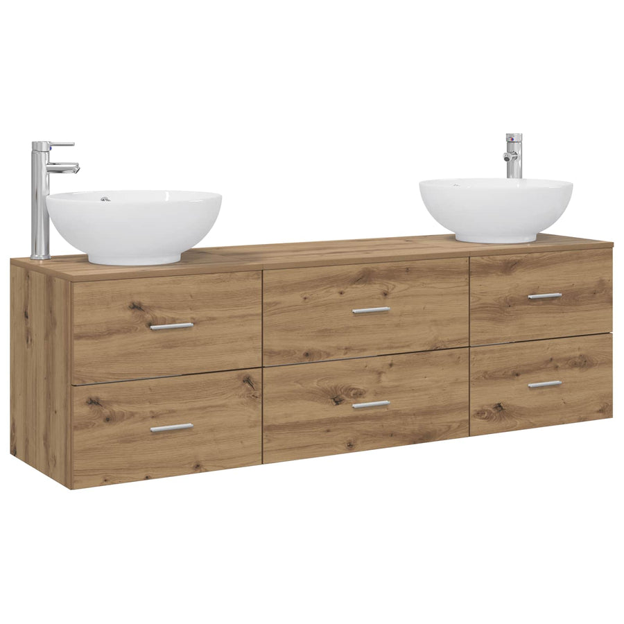 Badkamermeubelset 3 st Artisanaal eiken 49,5 x 44,5 x 65 cm