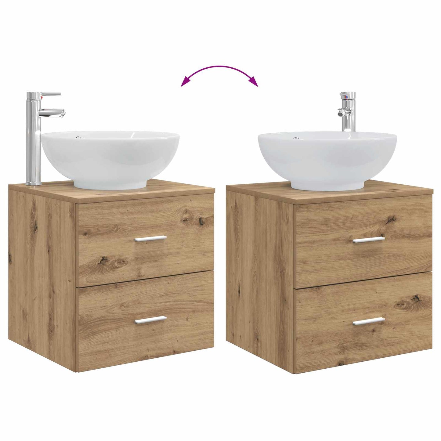 Badkamermeubelset 3 st Artisanaal eiken 49,5 x 44,5 x 65 cm