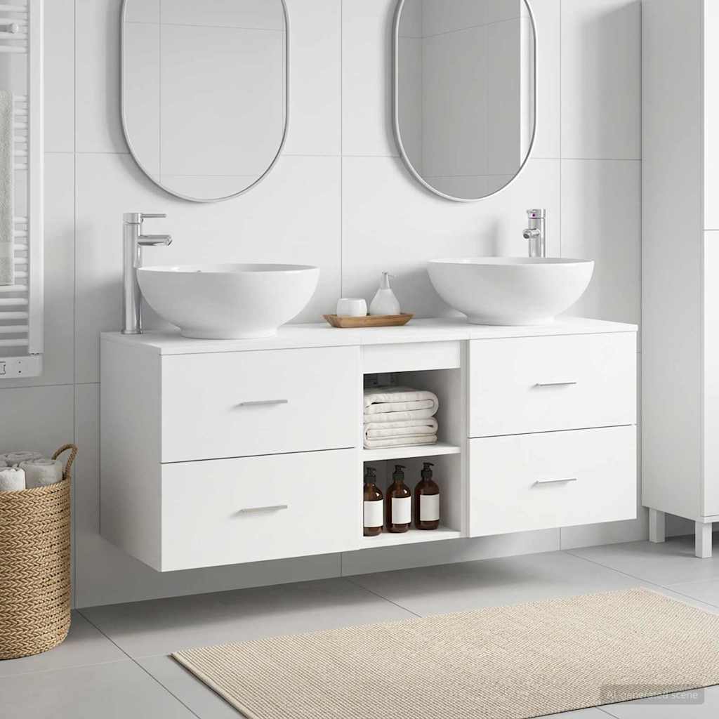 Badkamermeubelset 3 st Wit 49,5 x 44,5 x 65 cm Bewerkt hout