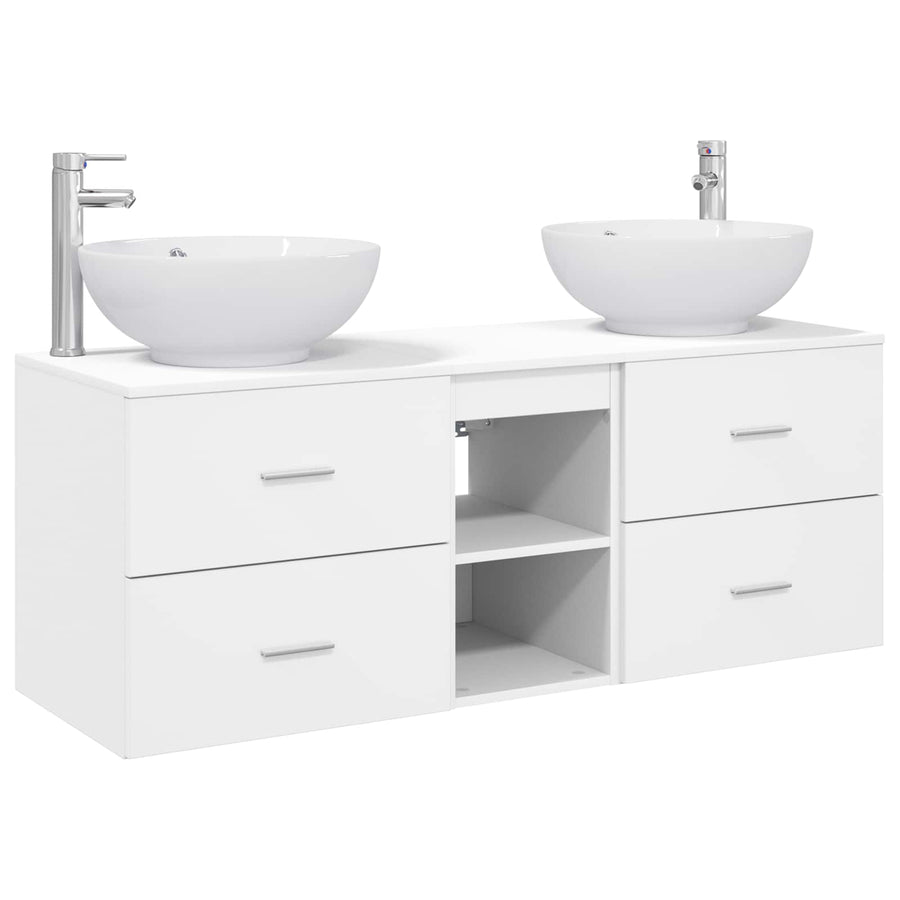 Badkamermeubelset 3 st Wit 49,5 x 44,5 x 65 cm Bewerkt hout