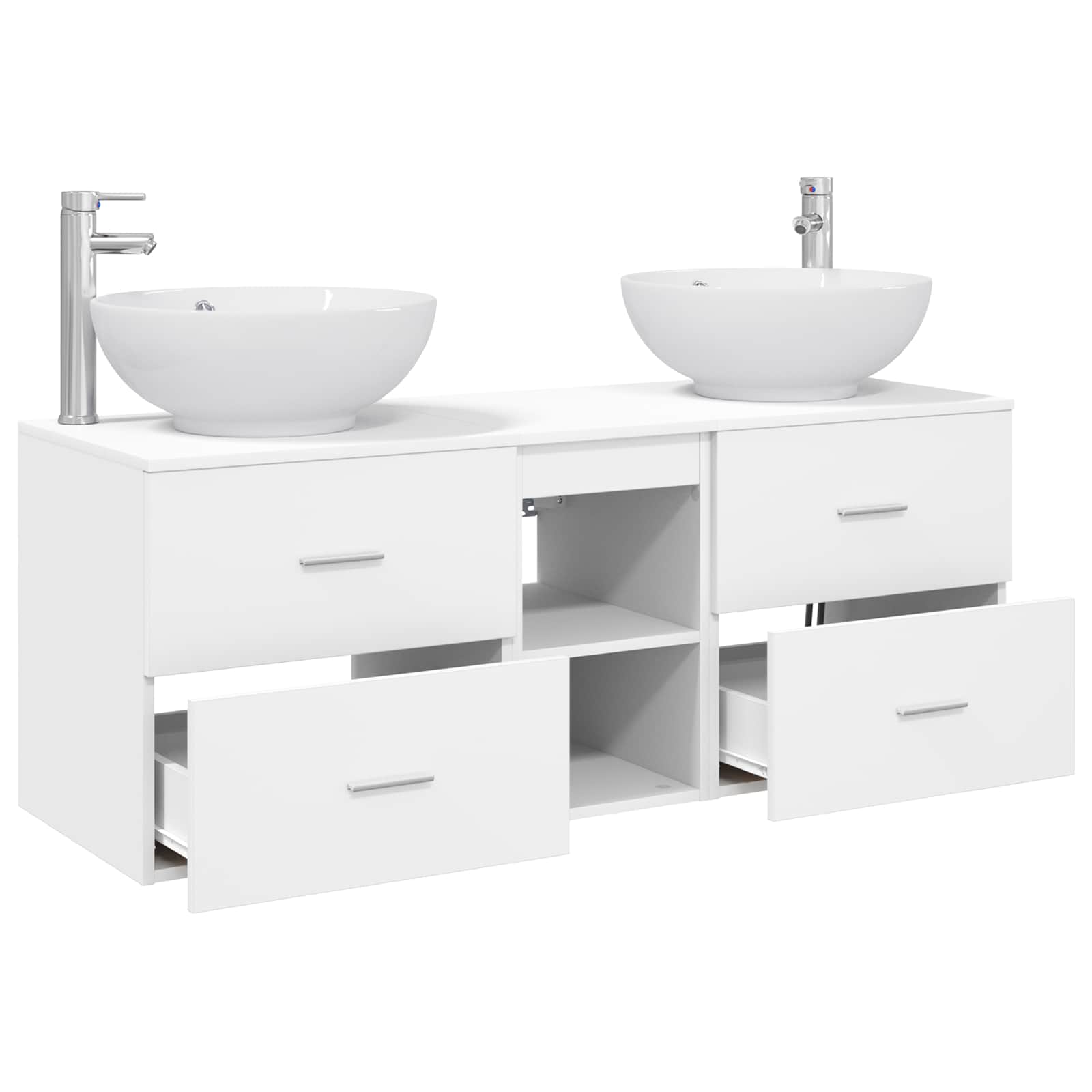 Badkamermeubelset 3 st Wit 49,5 x 44,5 x 65 cm Bewerkt hout