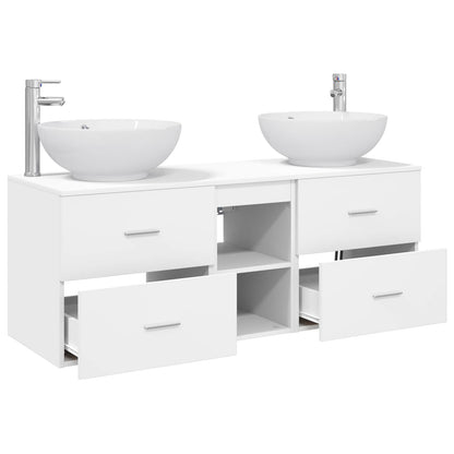 Badkamermeubelset 3 st Wit 49,5 x 44,5 x 65 cm Bewerkt hout