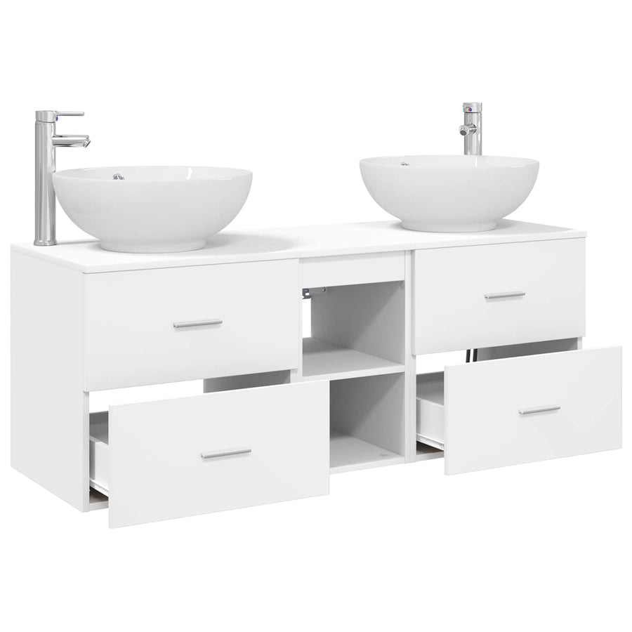 Badkamermeubelset 3 st Wit 49,5 x 44,5 x 65 cm Bewerkt hout