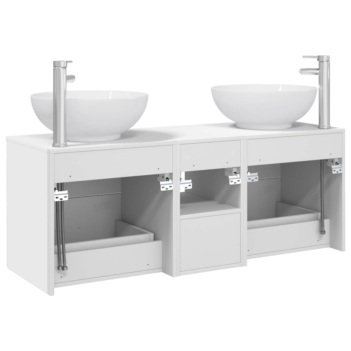 Badkamermeubelset 3 st Wit 49,5 x 44,5 x 65 cm Bewerkt hout