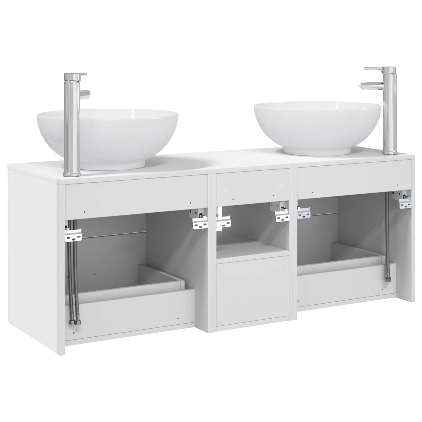 Badkamermeubelset 3 st Wit 49,5 x 44,5 x 65 cm Bewerkt hout