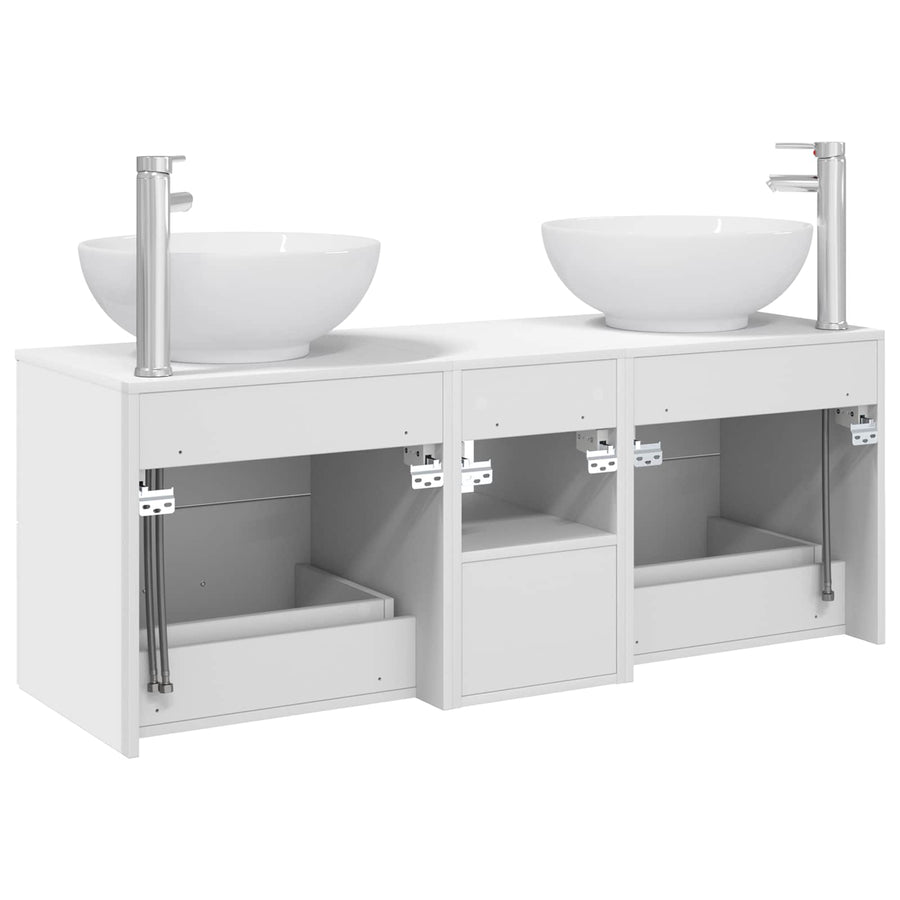 Badkamermeubelset 3 st Wit 49,5 x 44,5 x 65 cm Bewerkt hout