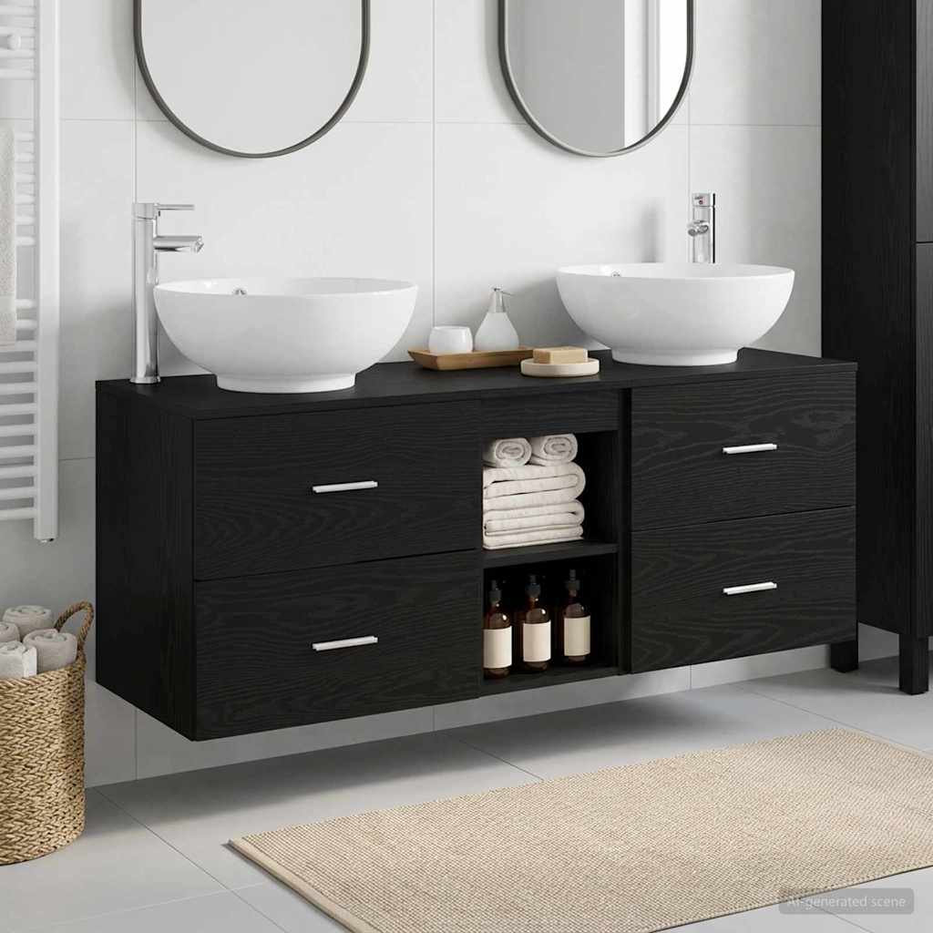 Badkamermeubelset 3 st Zwart 49,5 x 44,5 x 65 cm Bewerkt hout