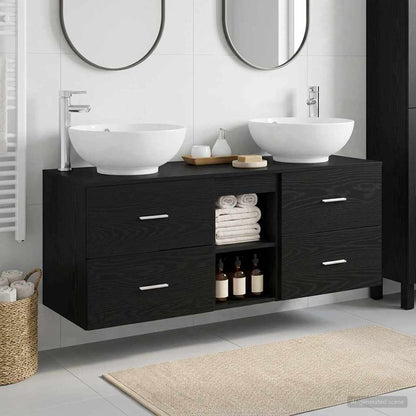 Badkamermeubelset 3 st Zwart 49,5 x 44,5 x 65 cm Bewerkt hout