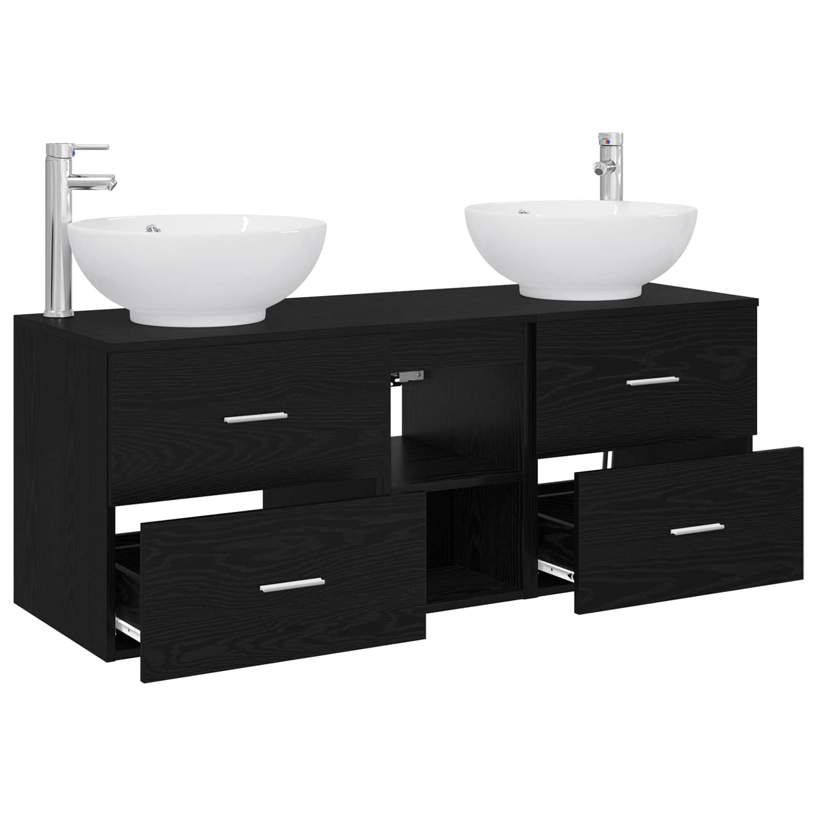 Badkamermeubelset 3 st Zwart 49,5 x 44,5 x 65 cm Bewerkt hout