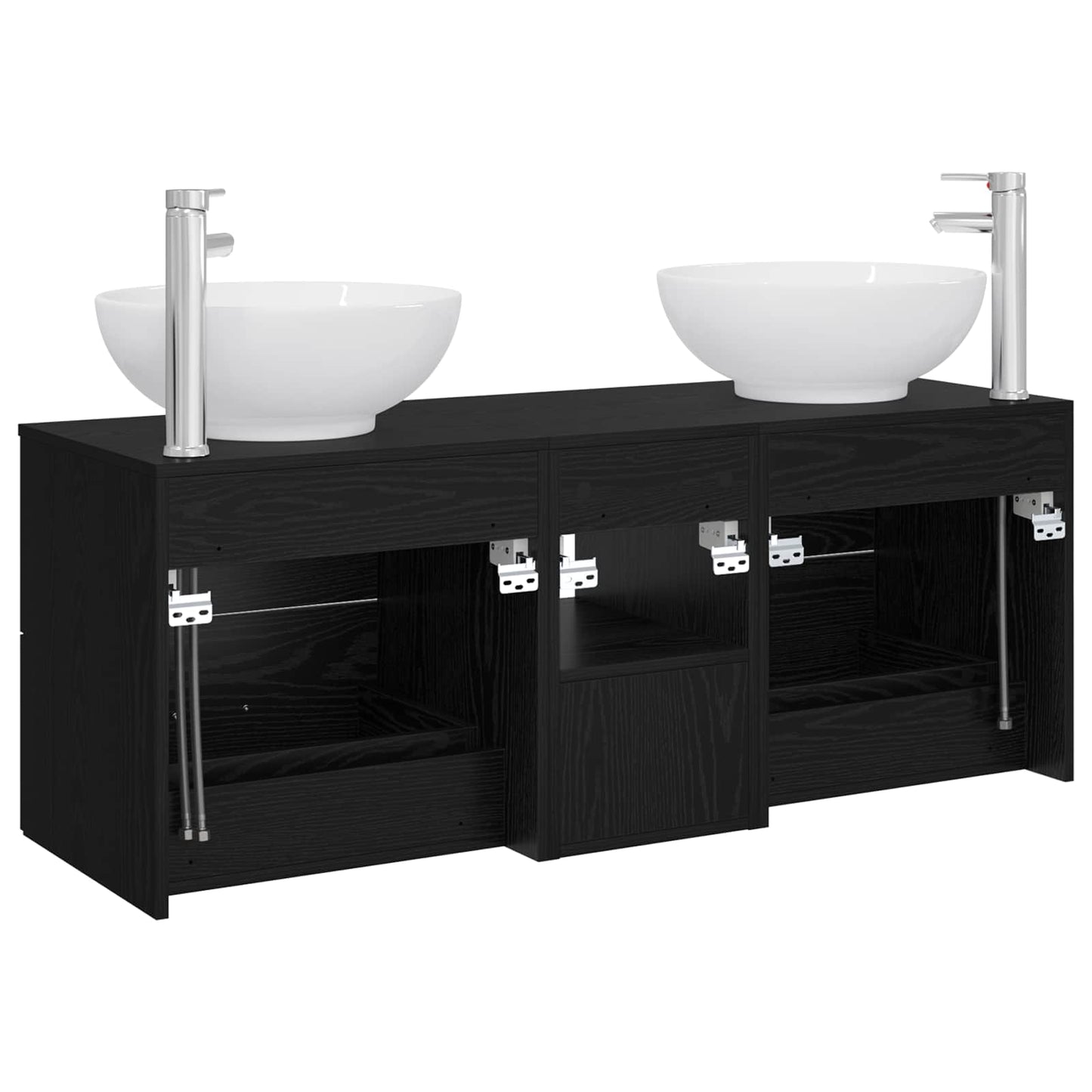 Badkamermeubelset 3 st Zwart 49,5 x 44,5 x 65 cm Bewerkt hout