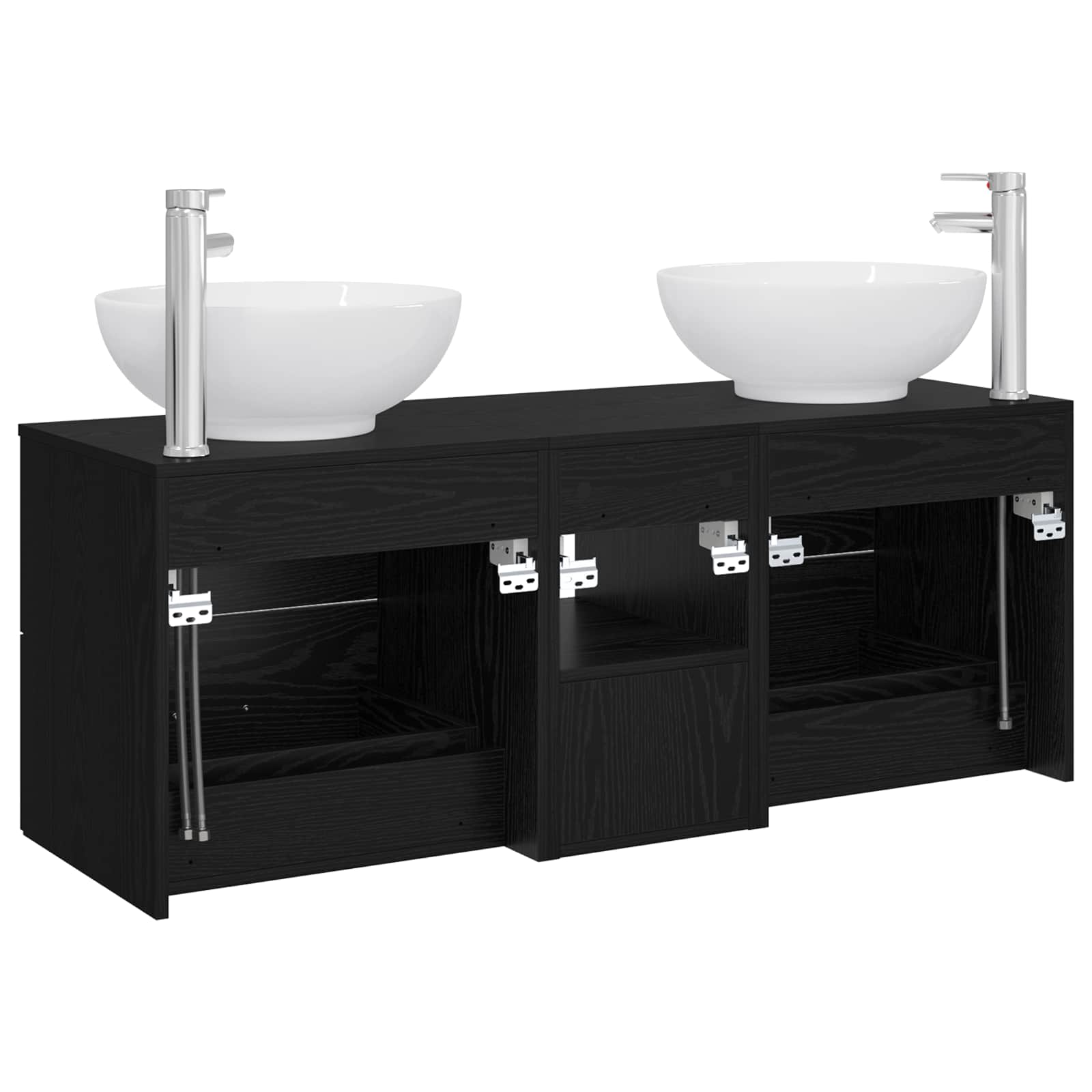 Badkamermeubelset 3 st Zwart 49,5 x 44,5 x 65 cm Bewerkt hout