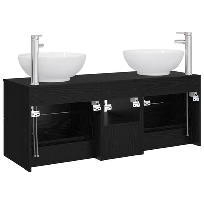 Badkamermeubelset 3 st Zwart 49,5 x 44,5 x 65 cm Bewerkt hout