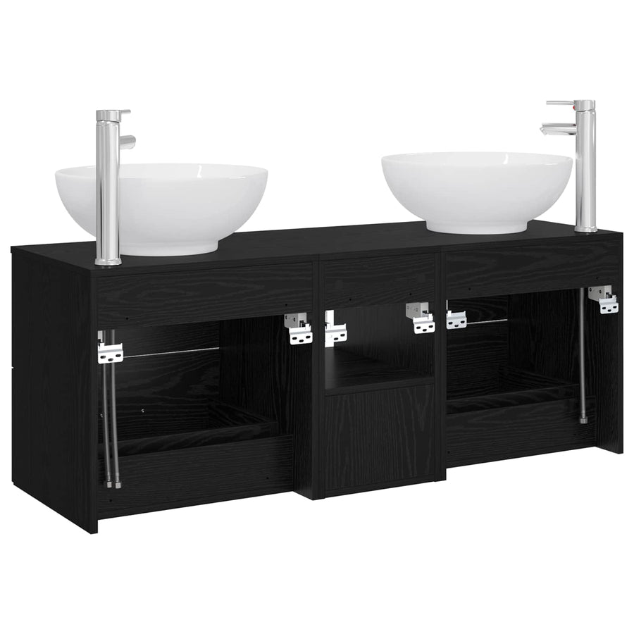 Badkamermeubelset 3 st Zwart 49,5 x 44,5 x 65 cm Bewerkt hout