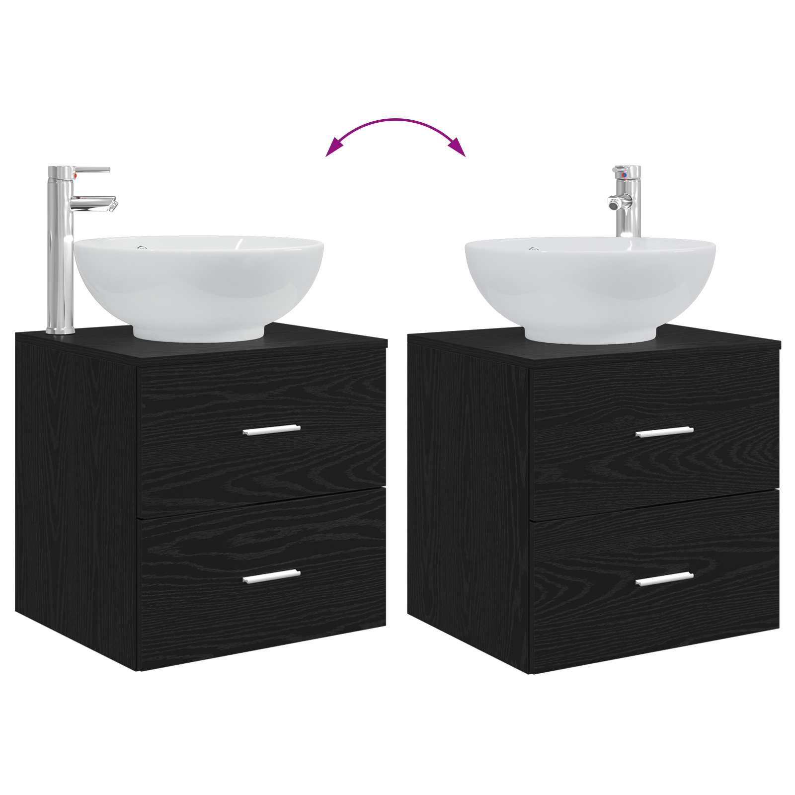 Badkamermeubelset 3 st Zwart 49,5 x 44,5 x 65 cm Bewerkt hout
