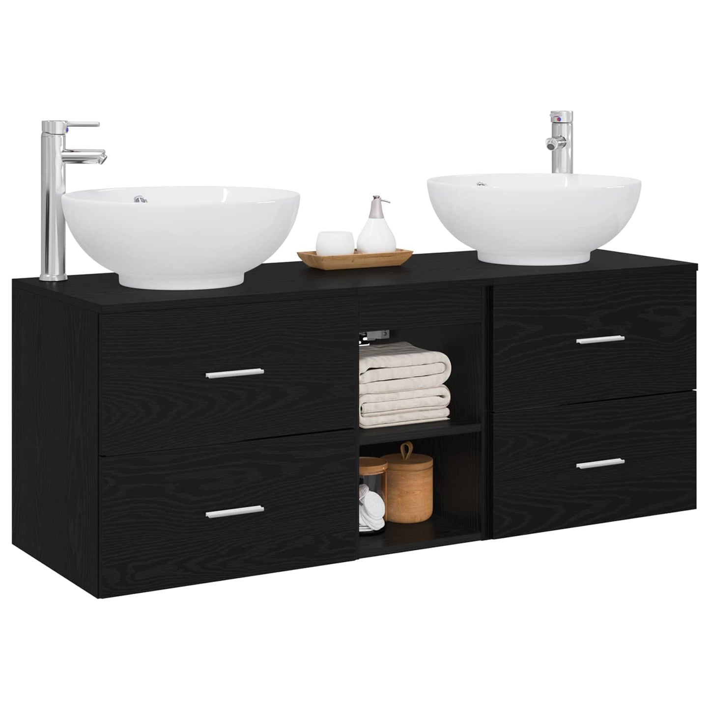 Badkamermeubelset 3 st Zwart 49,5 x 44,5 x 65 cm Bewerkt hout