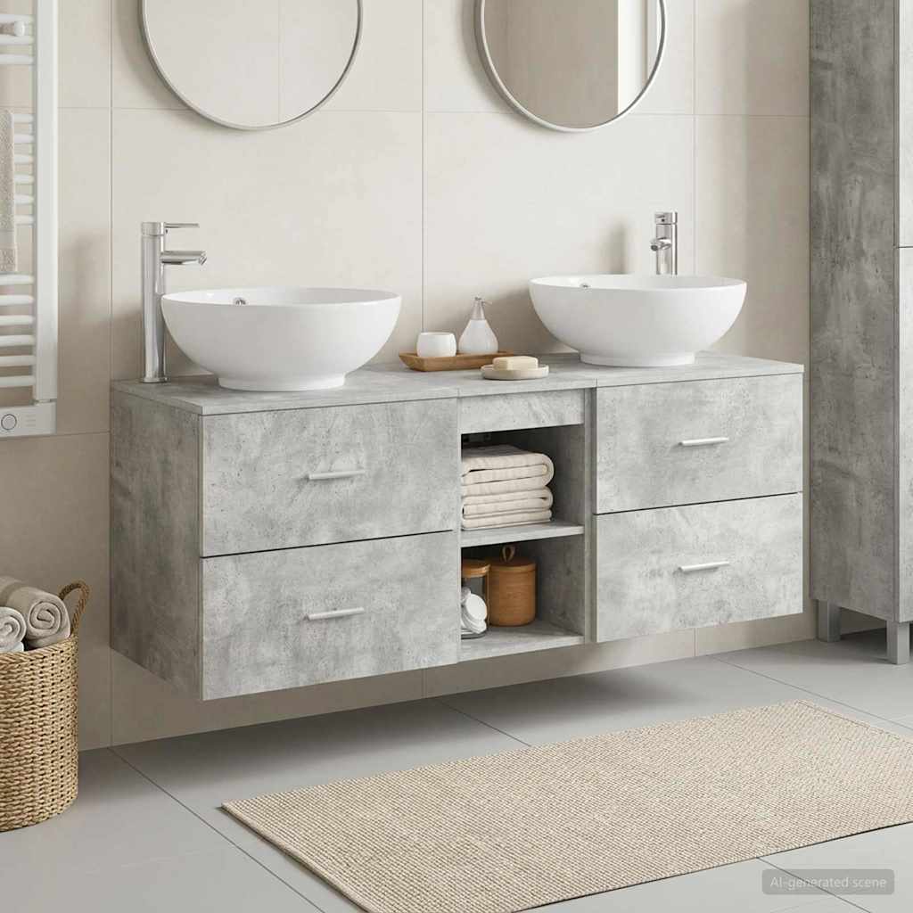 Badkamermeubelset 3 st Betongrijs 49,5 x 44,5 x 65 cm