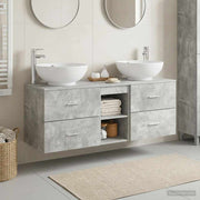 Badkamermeubelset 3 delig betongrijs 49,5x44,5x65 cm