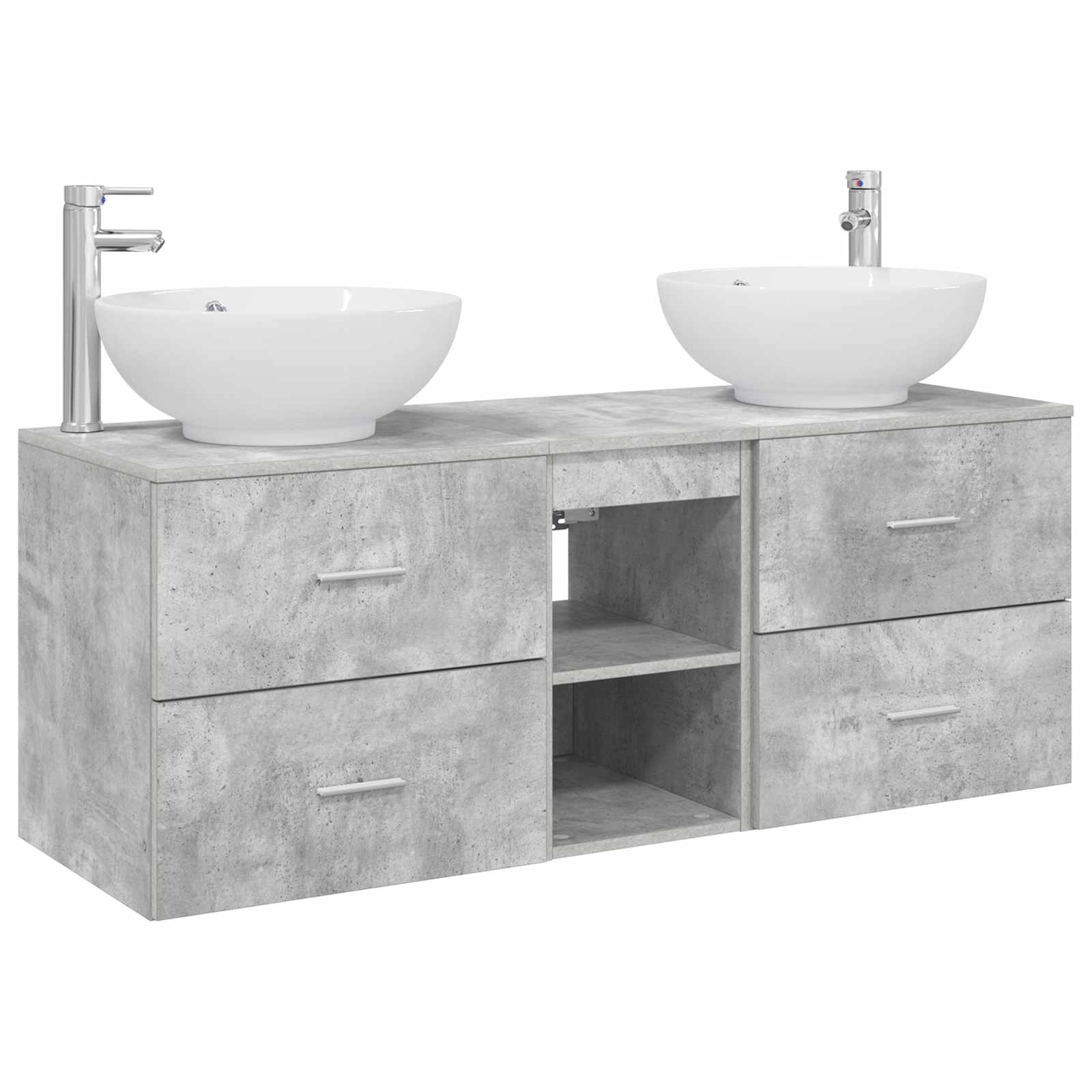 Badkamermeubelset 3 st Betongrijs 49,5 x 44,5 x 65 cm