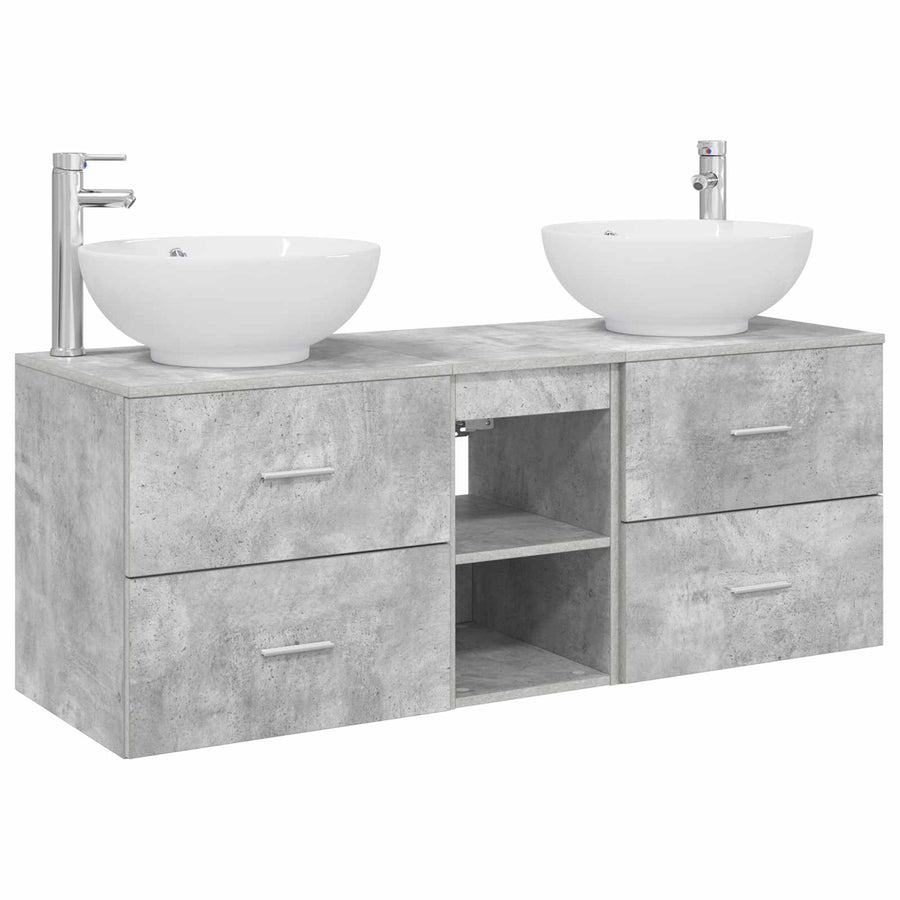 Badkamermeubelset 3 st Betongrijs 49,5 x 44,5 x 65 cm