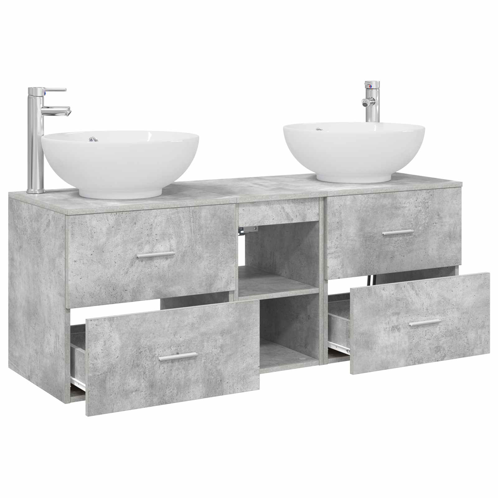 Badkamermeubelset 3 st Betongrijs 49,5 x 44,5 x 65 cm