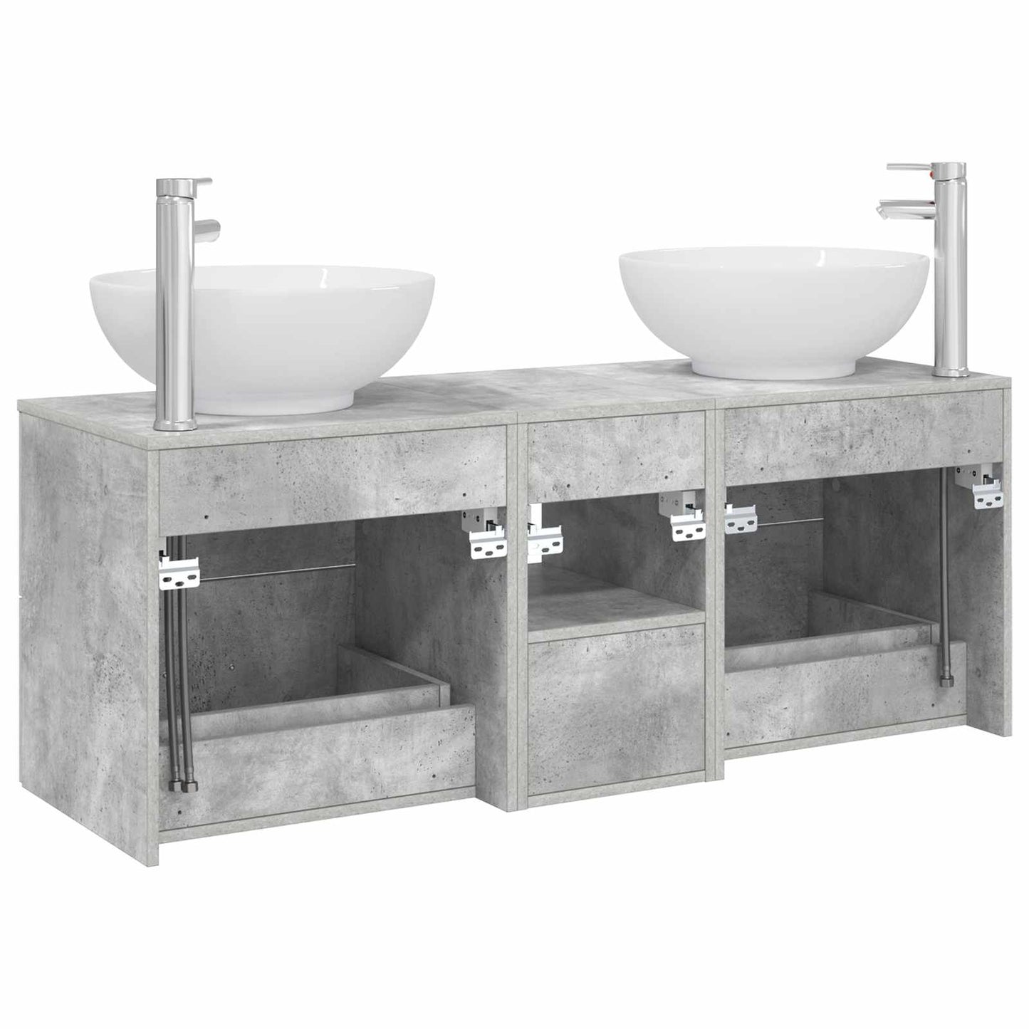 Badkamermeubelset 3 st Betongrijs 49,5 x 44,5 x 65 cm
