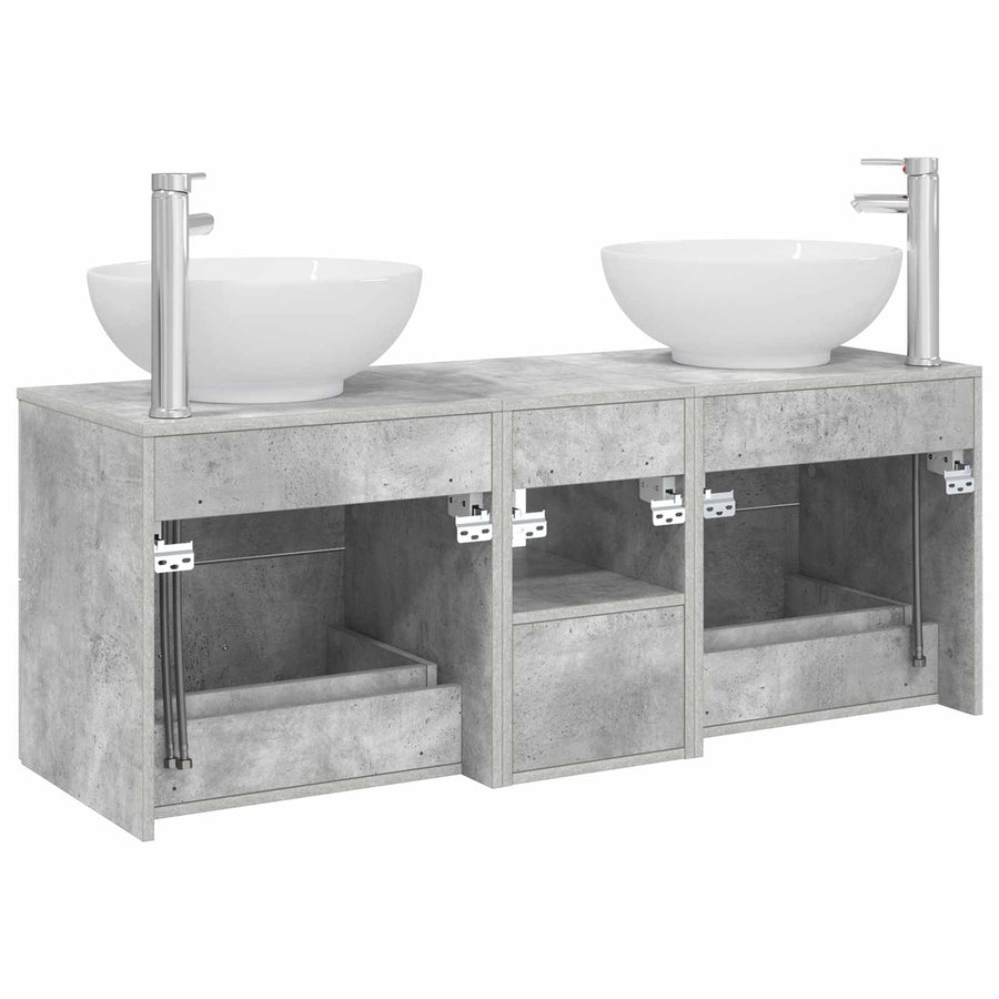 Badkamermeubelset 3 st Betongrijs 49,5 x 44,5 x 65 cm